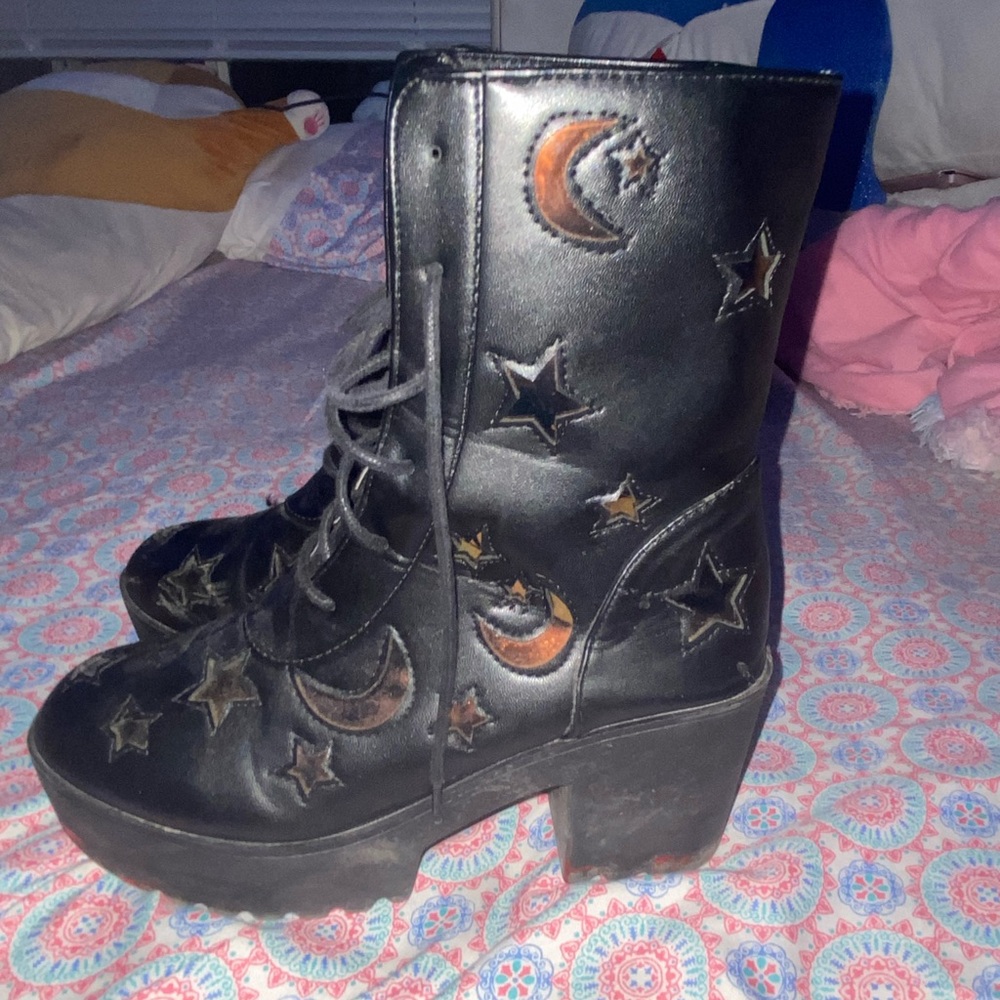 Celestial Black Lace-Up Women's Boots